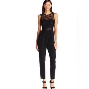 BCBGeneration jumpsuit black lace and tuxedo